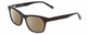 Profile View of Jones New York J229 Designer Polarized Reading Sunglasses with Custom Cut Powered Amber Brown Lenses in Black Ladies Oval Full Rim Acetate 48 mm