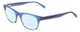 Profile View of Jones New York J229 Designer Progressive Lens Blue Light Blocking Eyeglasses in Blue Ladies Oval Full Rim Acetate 48 mm