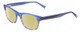 Profile View of Jones New York J229 Designer Polarized Reading Sunglasses with Custom Cut Powered Sun Flower Yellow Lenses in Blue Ladies Oval Full Rim Acetate 48 mm