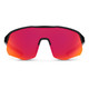 Front View of Suncloud Cadence Pit Viper Style Semi-Rimless Sport Shield Sunglasses in Black with Polar Red Mirror