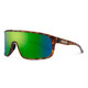 Profile View of Suncloud Double Up Pit Viper Style Full Rim Sport Shield Sunglasses in Matte Tortoise with Polar Green Mirror