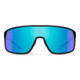 Front View of Suncloud Double Up Pit Viper Style Full Rim Sport Shield Sunglasses in Matte Black with Polar Blue Mirror
