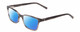 Profile View of Jones New York J227 Designer Polarized Sunglasses with Custom Cut Blue Mirror Lenses in Grey Marble Horn Ladies Square Full Rim Acetate 48 mm