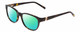 Profile View of Jones New York J755 Designer Polarized Reading Sunglasses with Custom Cut Powered Green Mirror Lenses in Tortoise Havana Brown Gold Unisex Oval Full Rim Acetate 52 mm