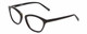 Profile View of Jones New York J766 Designer Reading Eye Glasses with Custom Cut Powered Lenses in Gloss Black Ladies Cat Eye Full Rim Acetate 52 mm