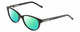 Profile View of Lucky Brand D701 Designer Polarized Reading Sunglasses with Custom Cut Powered Green Mirror Lenses in Gloss Black Ladies Oval Full Rim Acetate 49 mm