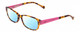 Profile View of Lucky Brand Lunada Designer Progressive Lens Blue Light Blocking Eyeglasses in Havana Tokyo Tortoise Brown Gold Pink Ladies Cat Eye Full Rim Acetate 53 mm