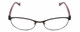 Front View of Lucky Brand Peppy Designer Single Vision Prescription Rx Eyeglasses in Black Snowflake Crystal Pink Ladies Oval Semi-Rimless Metal 49 mm