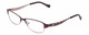 Profile View of Lucky Brand Tickle Designer Single Vision Prescription Rx Eyeglasses in Satin Purple Blush Leaf Ladies Oval Semi-Rimless Metal 49 mm
