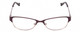 Front View of Lucky Brand Tickle Designer Single Vision Prescription Rx Eyeglasses in Satin Purple Blush Leaf Ladies Oval Semi-Rimless Metal 49 mm