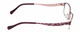 Side View of Lucky Brand Tickle Designer Single Vision Prescription Rx Eyeglasses in Satin Purple Blush Leaf Ladies Oval Semi-Rimless Metal 49 mm