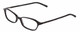 Profile View of Jones New York J220 Designer Reading Eye Glasses with Custom Cut Powered Lenses in Black Ladies Cat Eye Full Rim Acetate 49 mm