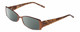 Profile View of Jones New York J443 Designer Polarized Sunglasses with Custom Cut Smoke Grey Lenses in Satin Brown Leaf Ladies Rectangular Full Rim Metal 54 mm