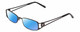 Profile View of Jones New York J462 Designer Polarized Sunglasses with Custom Cut Blue Mirror Lenses in Black Unisex Rectangular Full Rim Metal 50 mm