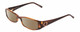 Profile View of Jones New York J733 Designer Polarized Sunglasses with Custom Cut Amber Brown Lenses in Tortoise Havana Brown Gold Unisex Rectangular Full Rim Acetate 53 mm