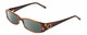 Profile View of Jones New York J733 Designer Polarized Sunglasses with Custom Cut Smoke Grey Lenses in Tortoise Havana Brown Gold Unisex Rectangular Full Rim Acetate 53 mm