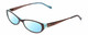 Profile View of Lucky Brand Beach Trip Designer Blue Light Blocking Eyeglasses in Brown Crystal Floral Ladies Cat Eye Full Rim Acetate 49 mm
