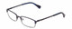 Profile View of Lucky Brand Break Time Designer Blue Light Blocking Eyeglasses in Navy Blue Brown Gold Tortoise Tips Ladies Rectangular Full Rim Metal 48 mm