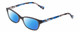 Profile View of Lucky Brand D706 Designer Polarized Sunglasses with Custom Cut Blue Mirror Lenses in Grey Blue Crystal Marble Tortoise Unisex Oval Full Rim Acetate 49 mm