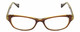 Front View of Lucky Brand Swirl Designer Single Vision Prescription Rx Eyeglasses in Brown Yellow Layer Crystal Ladies Cat Eye Full Rim Acetate 53 mm