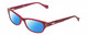 Profile View of Lucky Brand Swirl Designer Polarized Sunglasses with Custom Cut Blue Mirror Lenses in Red Layer Crystal Unisex Cat Eye Full Rim Acetate 53 mm
