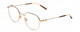 Profile View of GUCCI GG0684O Designer Reading Eye Glasses with Custom Cut Powered Lenses in Gold Brown Tortoise Havana Ivory Ladies Round Full Rim Metal 51 mm