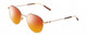 Profile View of GUCCI GG0684O Designer Polarized Sunglasses with Custom Cut Red Mirror Lenses in Gold Brown Tortoise Havana Ivory Ladies Round Full Rim Metal 51 mm