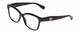 Profile View of GUCCI GG0798O Designer Blue Light Blocking Eyeglasses in Gloss Black Gold Ladies Cat Eye Full Rim Acetate 55 mm