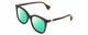 Profile View of GUCCI GG1071S Designer Polarized Reading Sunglasses with Custom Cut Powered Green Mirror Lenses in Tortoise Havana Brown Gold Ladies Cat Eye Full Rim Acetate 55 mm