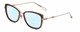 Profile View of Chopard VCH256M Designer Progressive Lens Blue Light Blocking Eyeglasses in Auburn Brown Tortoise/Gold Ladies Cat Eye Full Rim Metal 53 mm