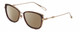Profile View of Chopard VCH256M Designer Polarized Reading Sunglasses with Custom Cut Powered Amber Brown Lenses in Auburn Brown Tortoise/Gold Ladies Cat Eye Full Rim Metal 53 mm