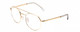 Profile View of Bolle OVA Designer Reading Eye Glasses with Custom Cut Powered Lenses in Shiny Gold/Crystal Ladies Pilot Full Rim Metal 52 mm