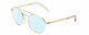 Profile View of Bolle OVA Designer Progressive Lens Blue Light Blocking Eyeglasses in Shiny Gold/Crystal Ladies Pilot Full Rim Metal 52 mm