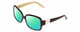 Profile View of KATE SPADE LULU Designer Polarized Reading Sunglasses with Custom Cut Powered Green Mirror Lenses in Trortoise Havana/Off-White/Gold Sparkles Ladies Panthos Full Rim Acetate 55 mm