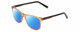 Profile View of Prive Revaux On The Wire Designer Polarized Sunglasses with Custom Cut Blue Mirror Lenses in Crystal Cantaloupe Orange Blue Unisex Cateye Full Rim Acetate 52 mm