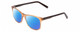 Profile View of Prive Revaux On The Wire Designer Polarized Reading Sunglasses with Custom Cut Powered Blue Mirror Lenses in Crystal Cantaloupe Orange Blue Unisex Cateye Full Rim Acetate 52 mm