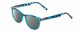 Profile View of Prive Revaux Show Off Single Designer Polarized Sunglasses with Custom Cut Smoke Grey Lenses in Blue Tortoise Havana Ladies Round Full Rim Acetate 48 mm