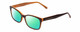 Profile View of Prive Revaux Professor Designer Polarized Reading Sunglasses with Custom Cut Powered Green Mirror Lenses in Chocolate/Sand Brown Ladies Rectangle Full Rim Acetate 52 mm