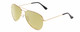 Profile View of Prive Revaux Commando Designer Polarized Reading Sunglasses with Custom Cut Powered Sun Flower Yellow Lenses in Champagne Gold/Black Unisex Aviator Full Rim Metal 60 mm