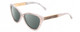 Profile View of Prive Revaux Hepburn 2.0 Designer Polarized Sunglasses with Custom Cut Smoke Grey Lenses in Splash White Grey Marble/Gold Ladies Cateye Full Rim Acetate 56 mm