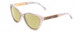 Profile View of Prive Revaux Hepburn 2.0 Designer Polarized Reading Sunglasses with Custom Cut Powered Sun Flower Yellow Lenses in Splash White Grey Marble/Gold Ladies Cateye Full Rim Acetate 56 mm