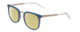 Profile View of Prive Revaux Alchemist Designer Polarized Reading Sunglasses with Custom Cut Powered Sun Flower Yellow Lenses in Teal Stone Blue/Clear Crystal Unisex Square Full Rim Acetate 50 mm