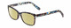 Profile View of Prive Revaux Julie Designer Polarized Reading Sunglasses with Custom Cut Powered Sun Flower Yellow Lenses in Sapphire Blue Yellow Tortoise  Ladies Cateye Full Rim Acetate 50 mm