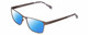 Profile View of Esquire EQ1502 Designer Polarized Sunglasses with Custom Cut Blue Mirror Lenses in Brown Pewter Silver White Marble Unisex Square Full Rim Stainless Steel 54 mm