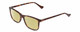Profile View of Esquire EQ1509 Designer Polarized Reading Sunglasses with Custom Cut Powered Sun Flower Yellow Lenses in Tortoise Havana Brown Gold Mens Rectangular Full Rim Acetate 54 mm