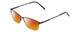 Profile View of Esquire EQ1522 Designer Polarized Sunglasses with Custom Cut Red Mirror Lenses in Black Unisex Square Full Rim Stainless Steel 55 mm