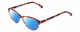 Profile View of Marie Claire MC6201 Designer Polarized Sunglasses with Custom Cut Blue Mirror Lenses in Tortoise Havana Red Ladies Cat Eye Full Rim Acetate 53 mm