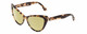 Profile View of Kate Spade KARINA Designer Polarized Reading Sunglasses with Custom Cut Powered Sun Flower Yellow Lenses in Beige Tortoise Havana Crystal Ladies Cat Eye Full Rim Acetate 56 mm