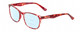 Profile View of Calabria Prive Shawn Designer Progressive Lens Blue Light Blocking Eyeglasses in Crystal Cherry Red Tortoise Havana Ladies Panthos Full Rim Acetate 56 mm