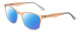 Profile View of Calabria Prive Shawn Designer Polarized Reading Sunglasses with Custom Cut Powered Blue Mirror Lenses in Cocoa Crystal Brown Gray Fade Ladies Panthos Full Rim Acetate 56 mm